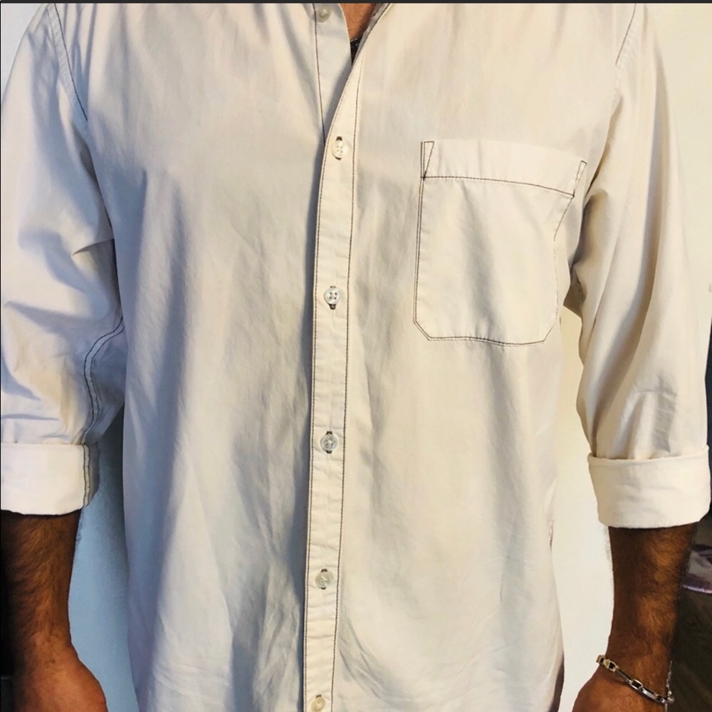 Mens white old navy button up long sleeve shirt